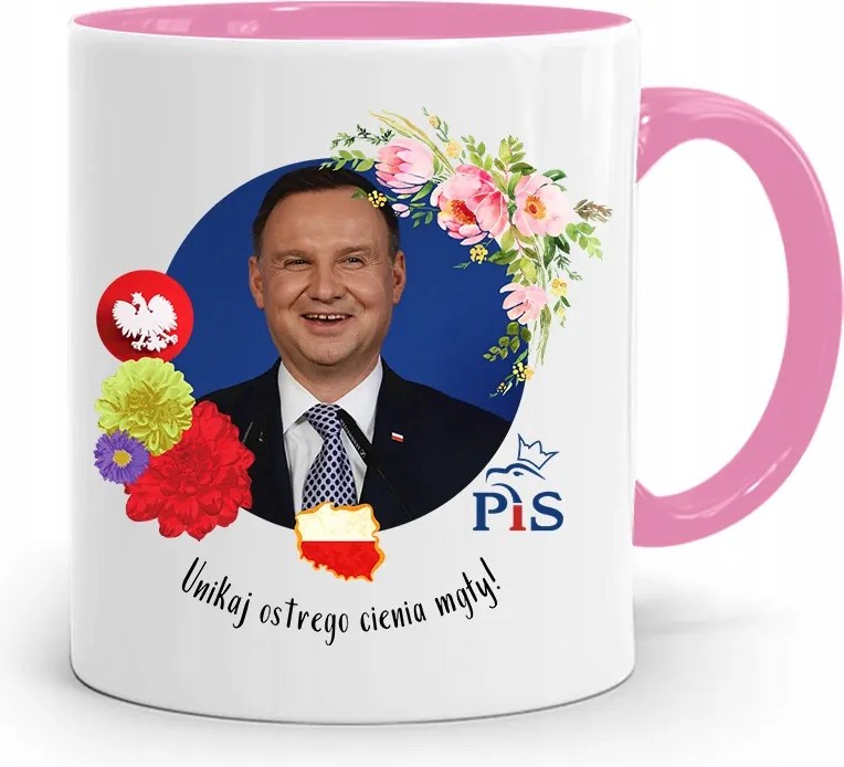 Andrzej Duda Pis Rózsaszín Elnöki Bögre fényképes nyomattal