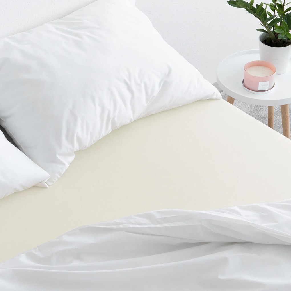 Goldea jersey körgumis lepedő - krémszínű 200 x 220 cm