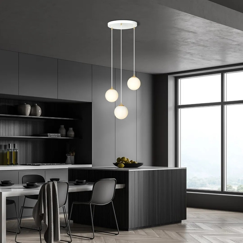 Emibig modern függeszték royal fehér arany emi1244/3