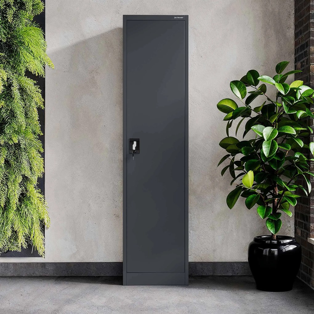 ALEX irodai irattároló fémszekrény, 450 x 1850 x 400 mm, antracit