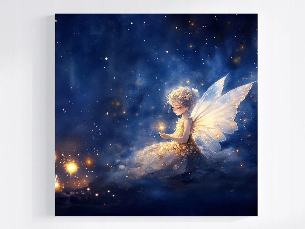 Canvas Vászonkép Gyerekek Lány Tündér Pillangó Fény 80x80