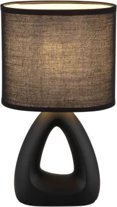 Globo 21731S Asztali lámpa, kerámia fekete, textil fekete, kábel PVC fekete, billenőkapcsoló a kábelen, HxSzxM: 170x100x300mm, kábel hossza 1300mm, 1x E14 40W 230V izzó nélkül