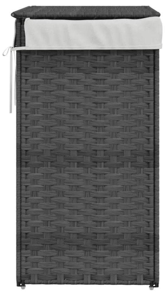 szürke polyrattan szennyeskosár fedéllel 46x33x60 cm