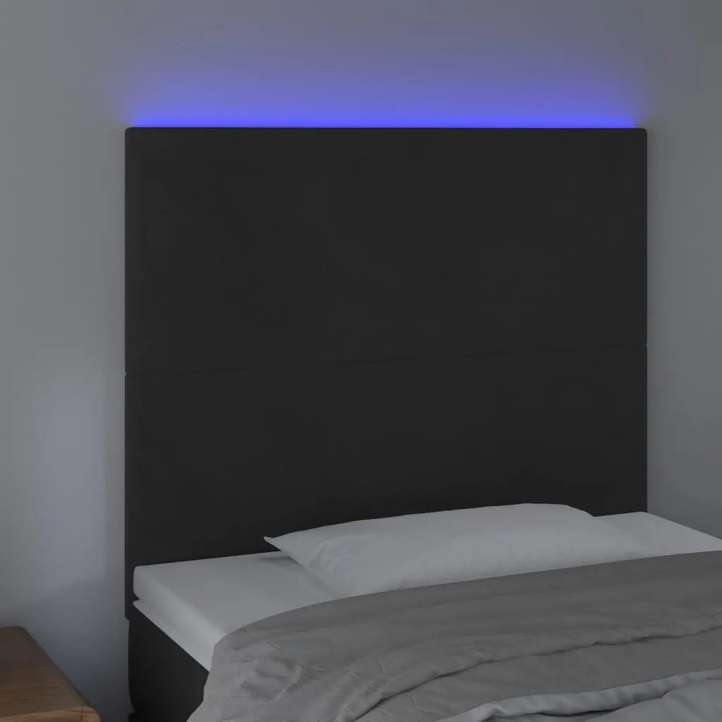 fekete bársony LED-es fejtámla 90x5x118/128 cm