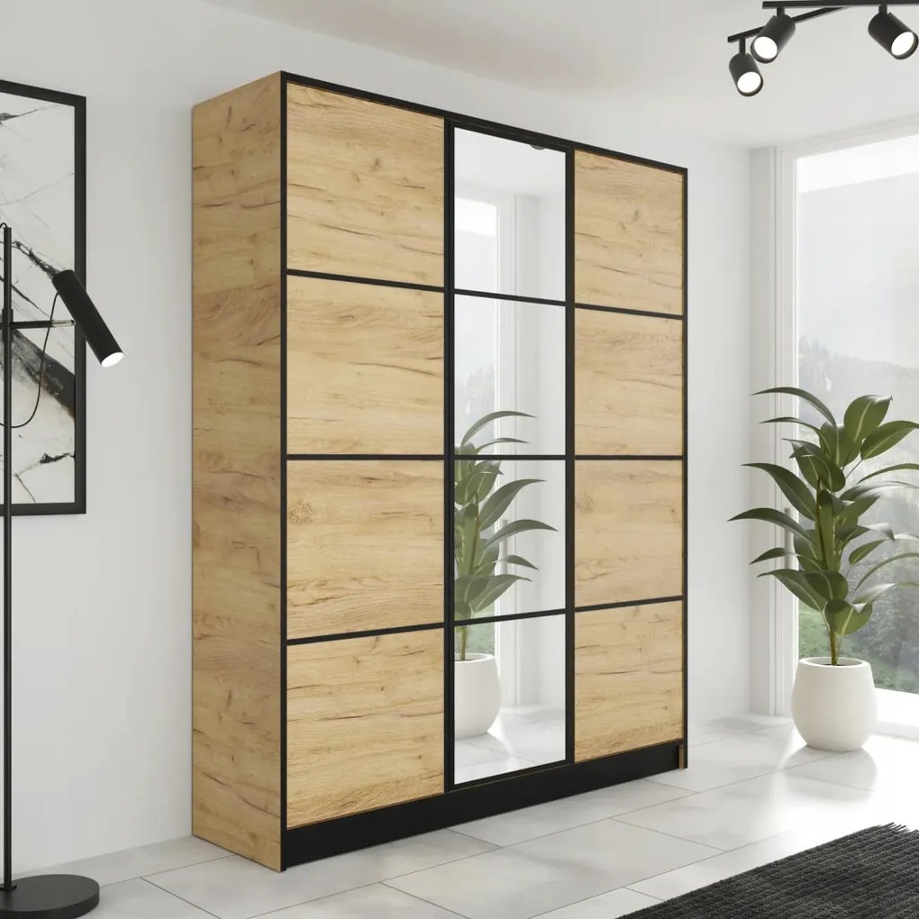 Eden 3D Gardróbszekrény 156,4cm, Arany Tölgy