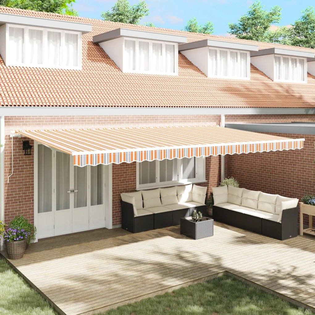Kézi Behúzható Napellenző Többszínű Csík 600x300 cm