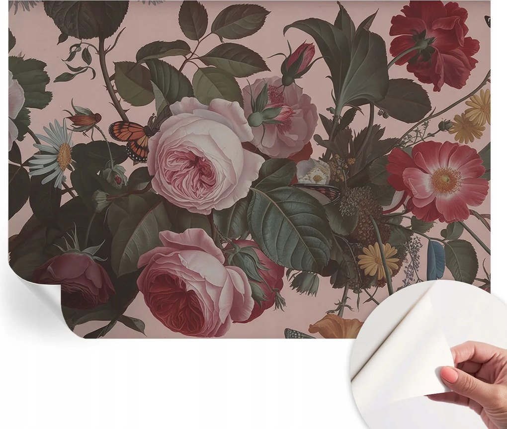 Öntapadós tapéta 3D ragasztóval Virágos elegancia 208x146 cm