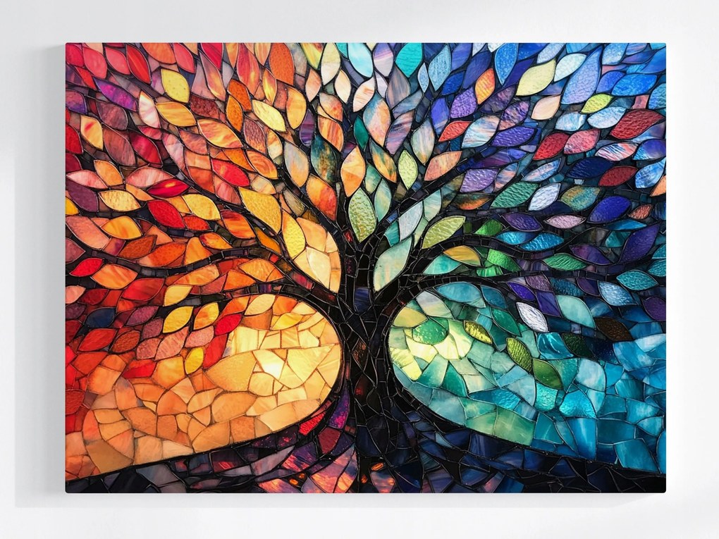 Vászonkép Canvas Mozaik Ólomüveg Dekoráció Az Élet Fája Boho 100x75