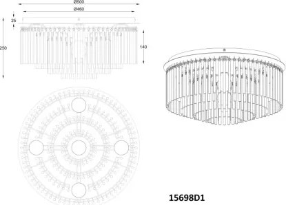 GLOBO 15698D1 GORLEY Glamour Mennyezeti Lámpa IP20