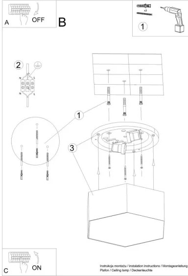 Sollux SL.1059 - Mennyezeti lámpa SUNDE 2xE27/60W/230V 11,5 cm fekete
