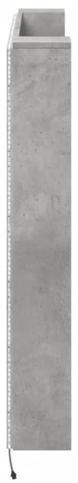 betonszürke áthidalószekrény LED-világítással 140x16,5x103,5 cm