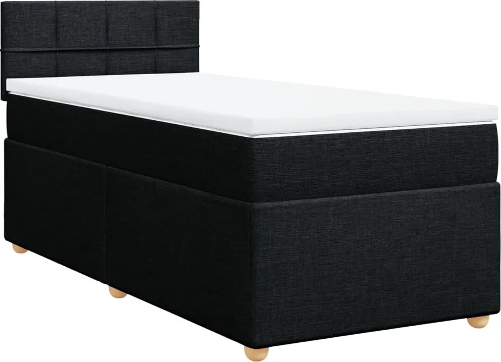 vidaXL fekete szövet rugós ágy matraccal 80 x 200 cm