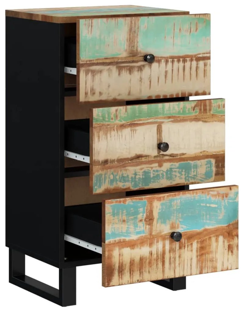 újrahasznosított fa tálalószekrény 3 fiókkal 40x33,5x75 cm