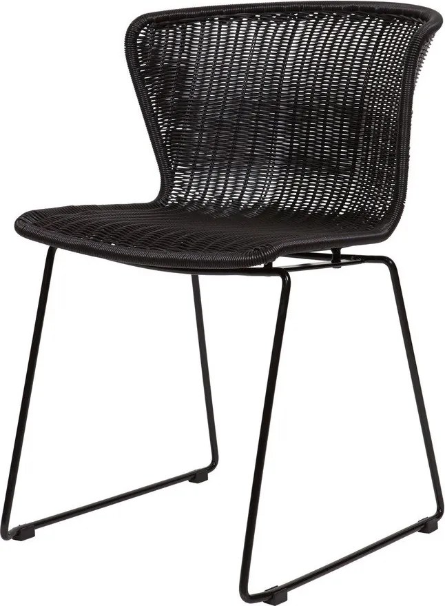 Fekete műrattan kerti szék szett 2 db-os Wings – WOOOD