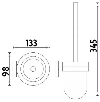 NIMCO UN 13094WN-26 - Falra szerelhető WC kefe UNIX matt üveg/fényezett króm