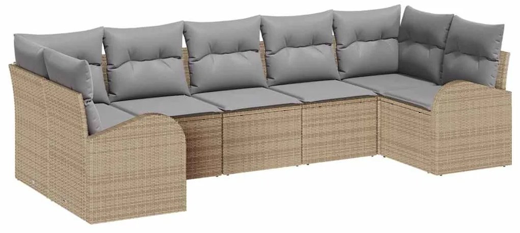 Kanapé Szett 7 pcs Bézs polirattan