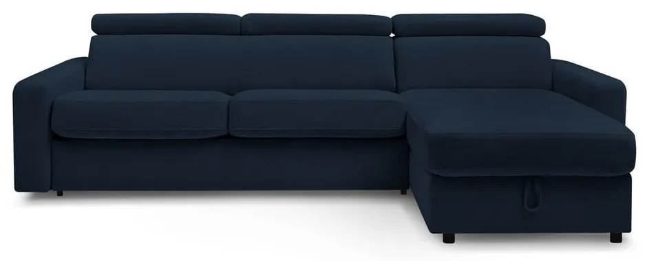 Sötétkék kinyitható sarokkanapé (variálható) Monaco – Bobochic Paris