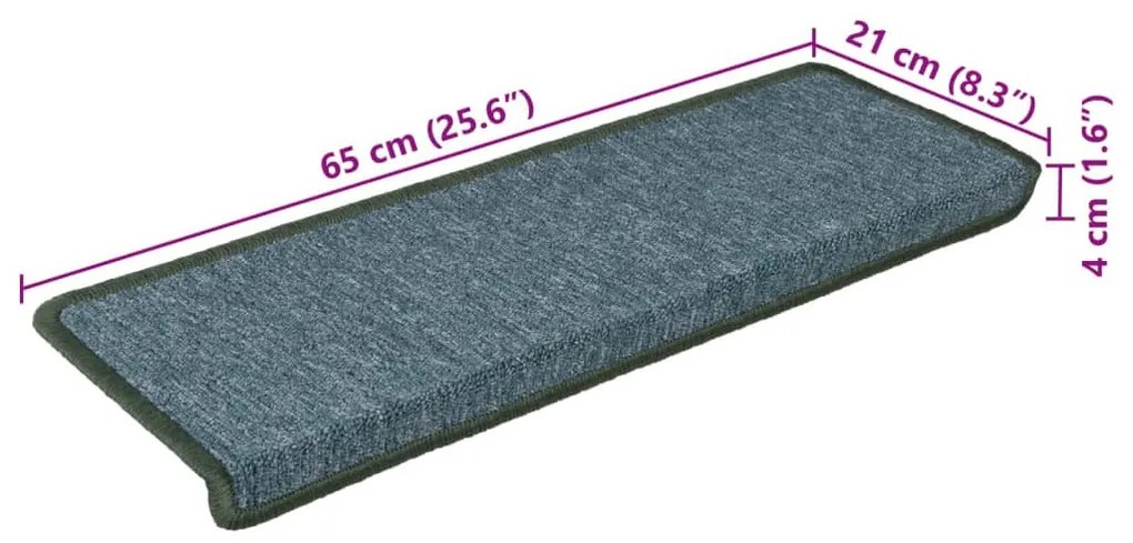 15 db zöld lépcsőszőnyeg 65x21x4 cm