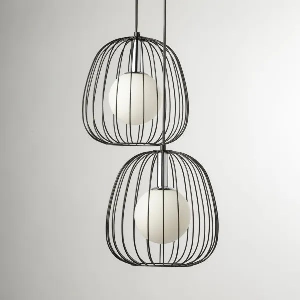 Csillár zsinóron BELL 2xG9/12W/230V fekete/fényezett króm