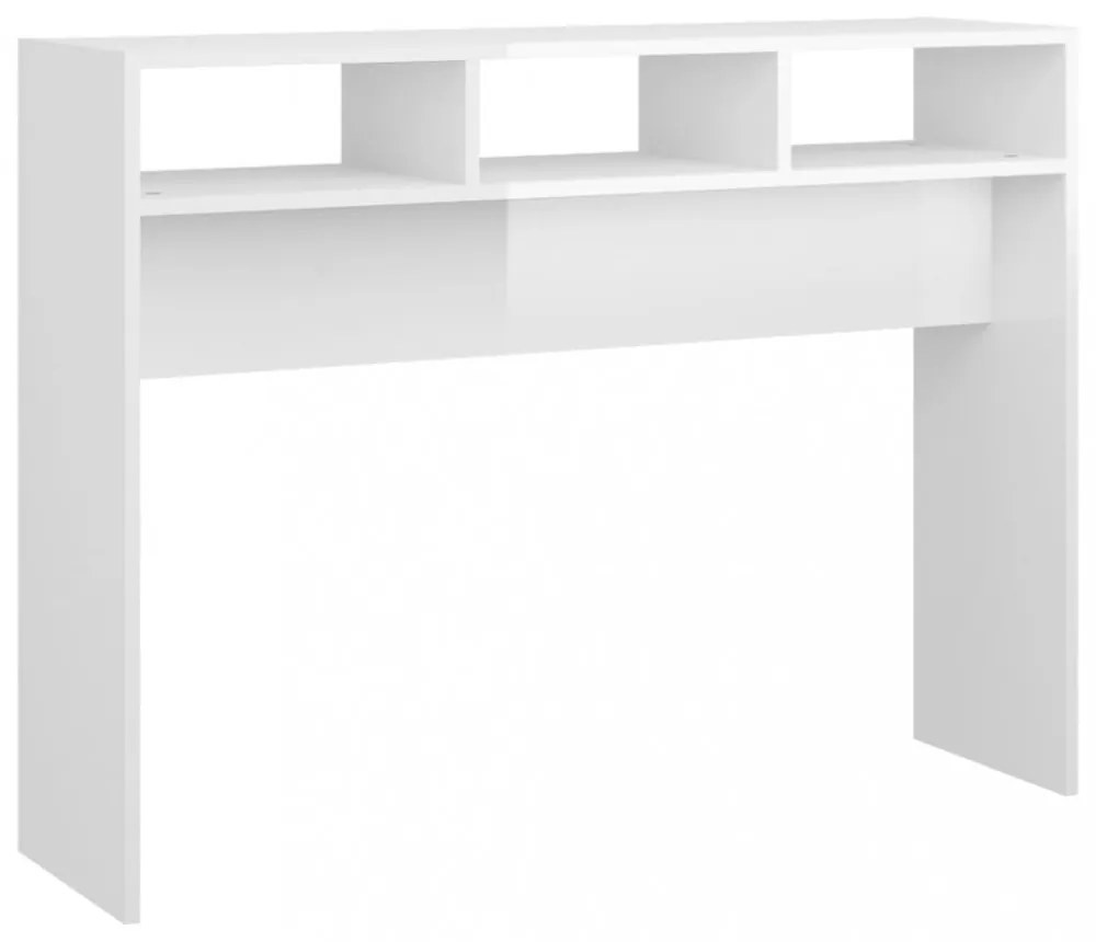 magasfényű fehér szerelt fa tálalóasztal 105 x 30 x 80 cm