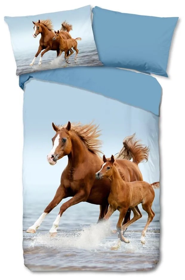 Kék egyszemélyes pamut gyerek ágyneműhuzat 140x200 cm Free – Good Morning