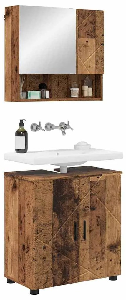 Fürdőszoba bútor szett 2 pcs Régi fa 61 x 35 x 64 cm Faanyag