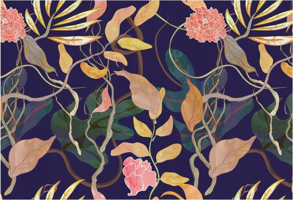 Flizelin tapéta Divatos 3D fali Növényi elegancia 152x104 Ragasztóval