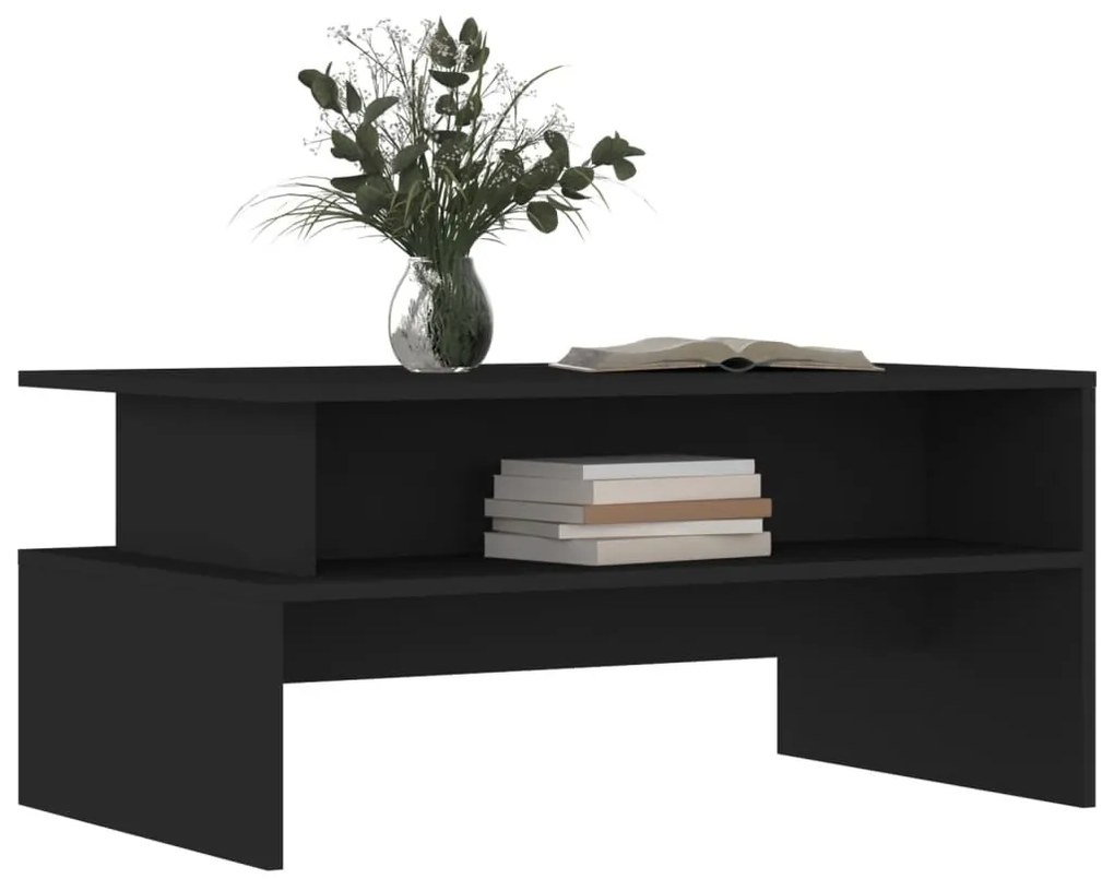 Fekete szerelt fa dohányzóasztal 90 x 55 x 42,5 cm