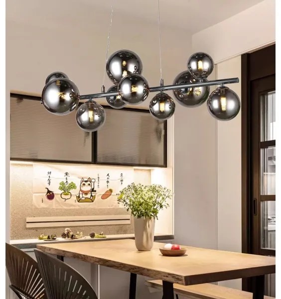 Wofi 6014.10.24.9000 - VILLA LED csillár 10xG9/3W/230V fekete/krom