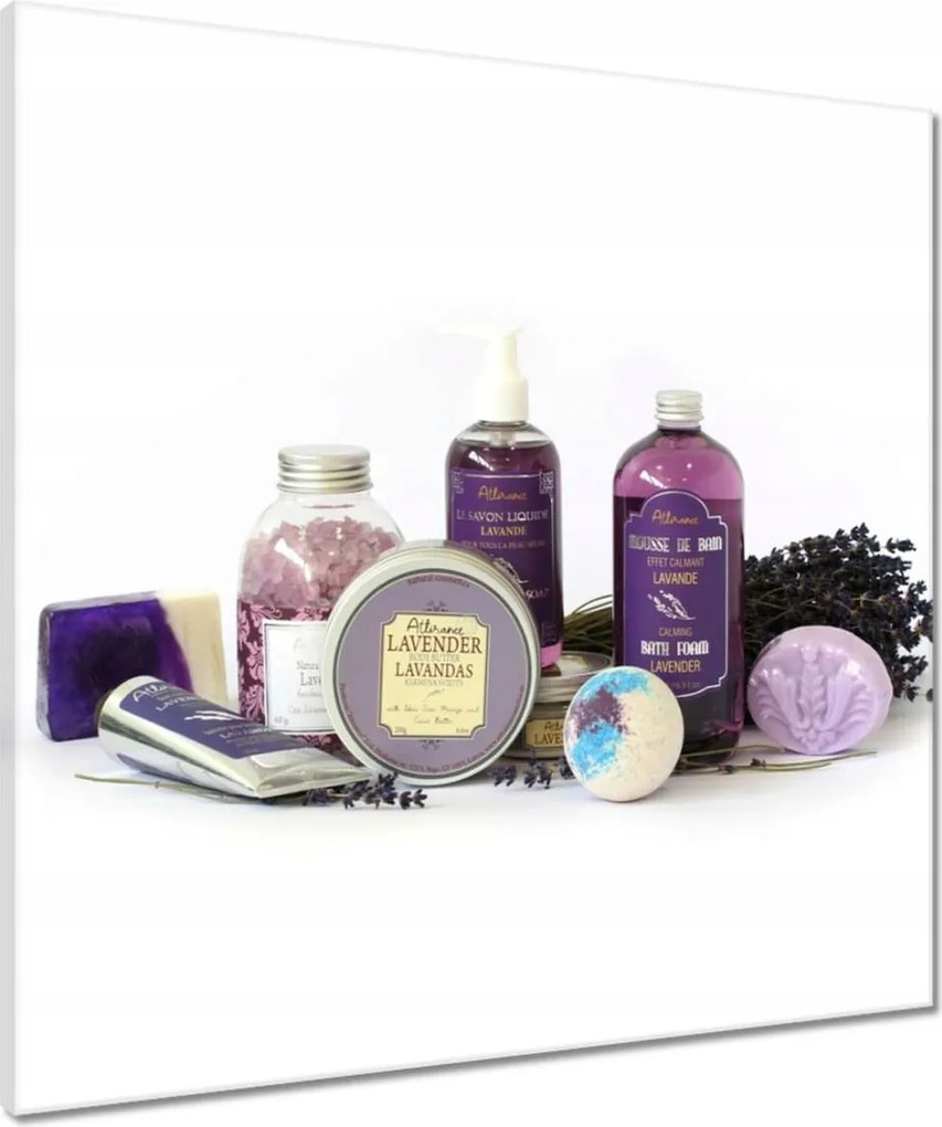Vászonkép 60x60 Levendula kozmetikumok