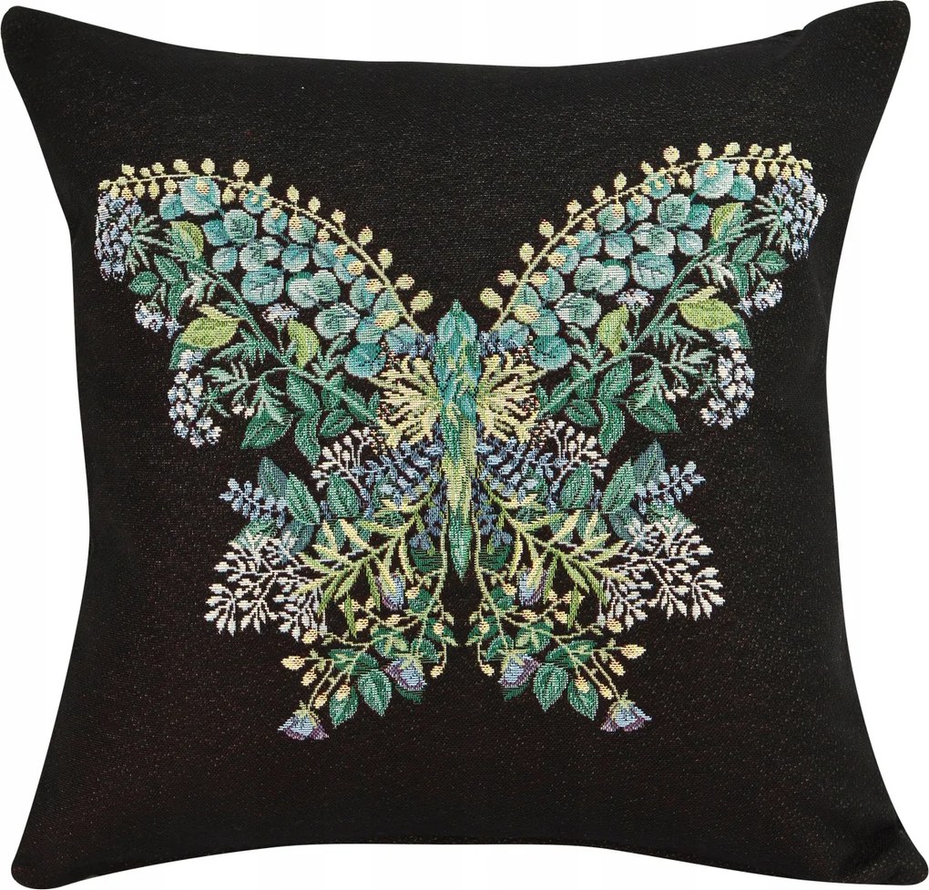 Dekoratív párnahuzat 45x45cm Pillangó fekete alapon