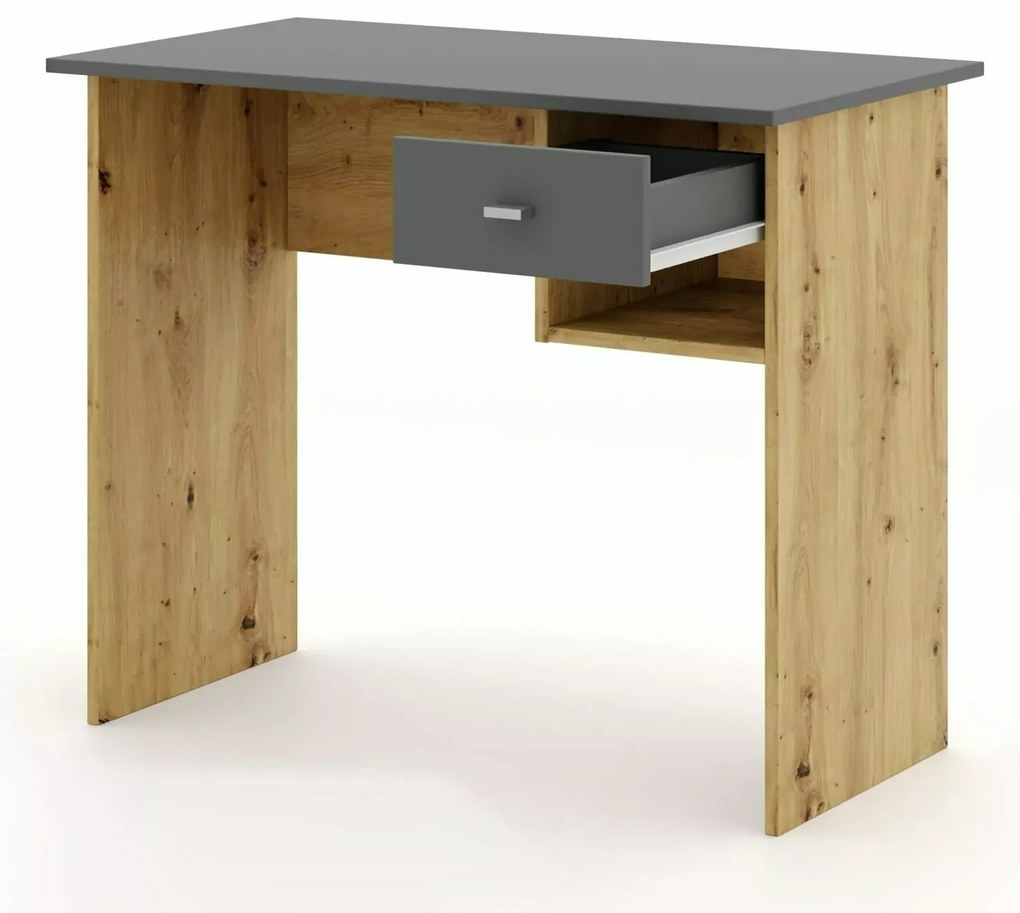 AKCIÓ Íróasztal tölgy artisan dekorban antracit asztallappal B-011 II. osztály
