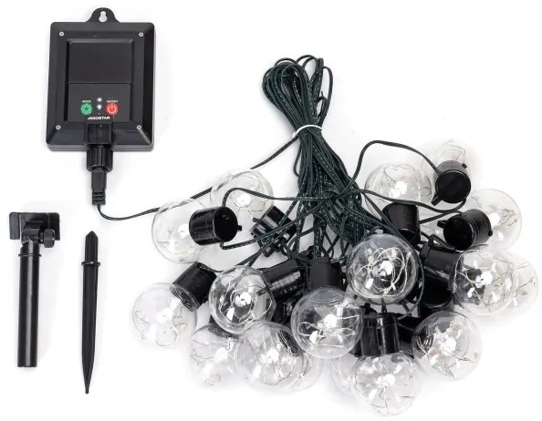 Aigostar - LED napelemes karácsonyi fényfüzér 20 LED, 8 funkció, 11,5 m, IP65, s