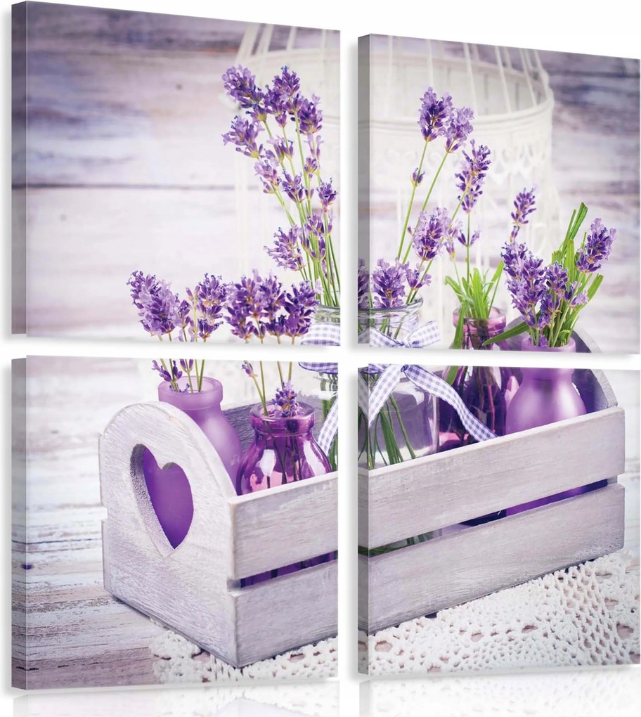 Vászonkép 50x50 Levendula csendélet rusztikus Provence lila virágok