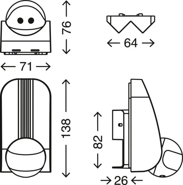 Telefunken 306505TF - Kültéri mozgásérzékelő 180° IP44 fekete