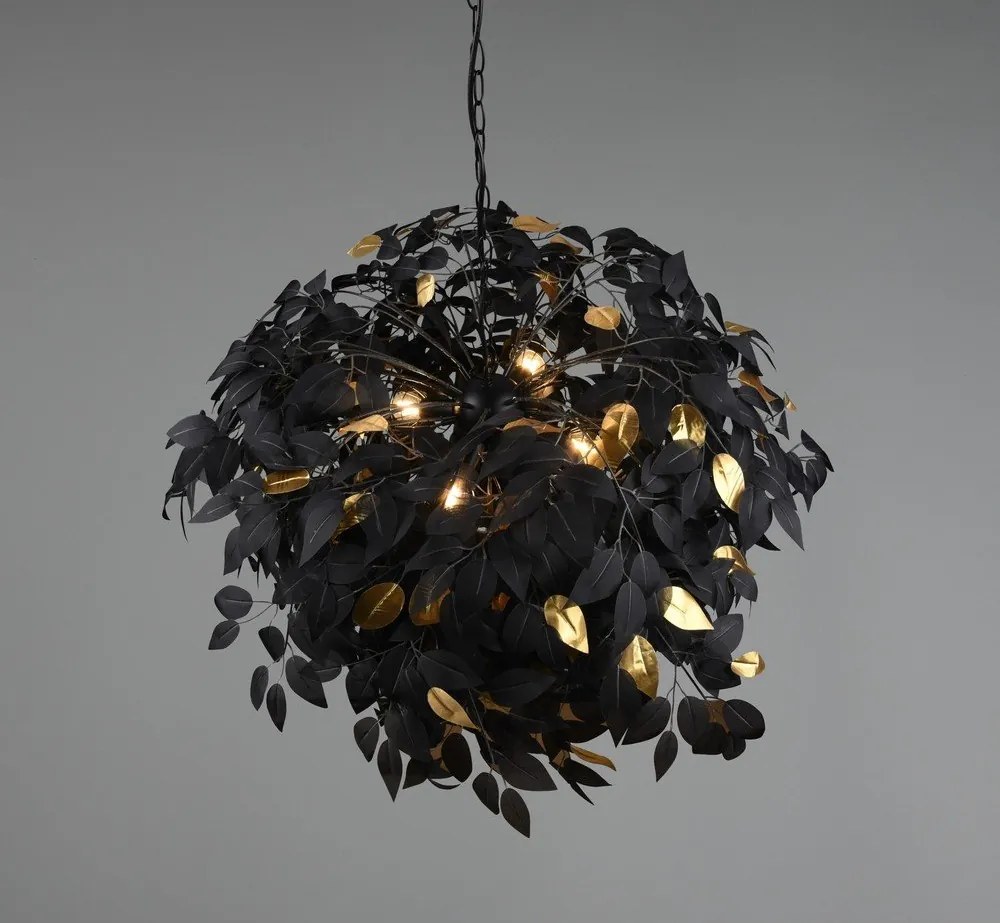 Fekete fém függőlámpa műanyag búrával ø 70 cm Leavy – Reality