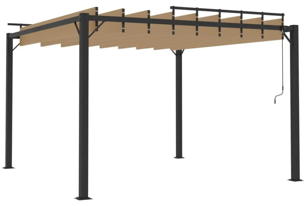 tópszínű szövet és alumínium pavilon lamellás tetővel 3 x 3 m