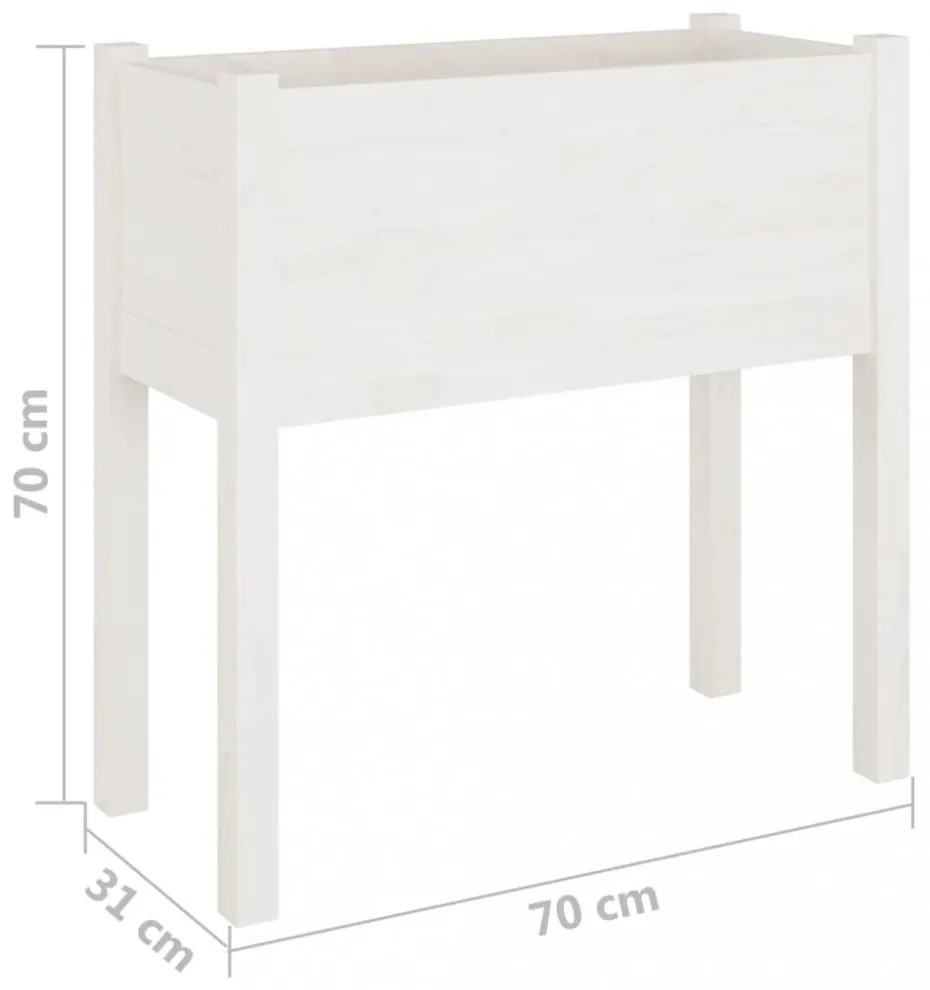 2 db fehér tömör fenyőfa kerti virágtartó 70 x 31 x 70 cm