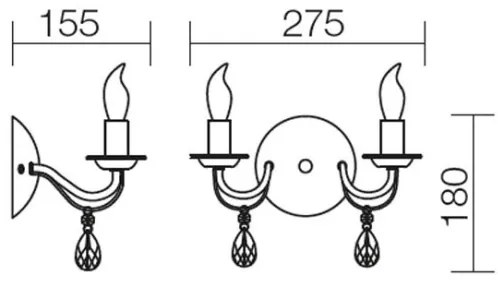 Redo 02-710 - Fali lámpa FABIOLA 2xE14/28W/230V