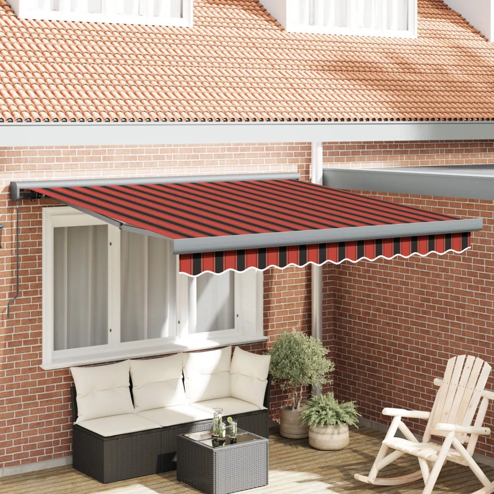 Manuális Behúzható Napellenző Narancs és Barna 300x250 cm