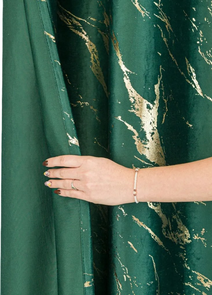 Marma 140x250 üveges készfüggöny arany nyomott mintával