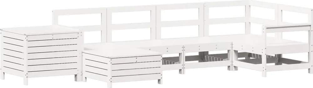 vidaXL fehér 7 részes tömör fenyőfa kerti kanapészett