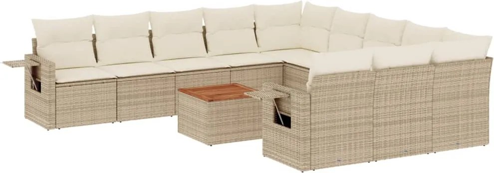 vidaXL 12 részes bézs polyrattan kerti ülőgarnitúra párnákkal