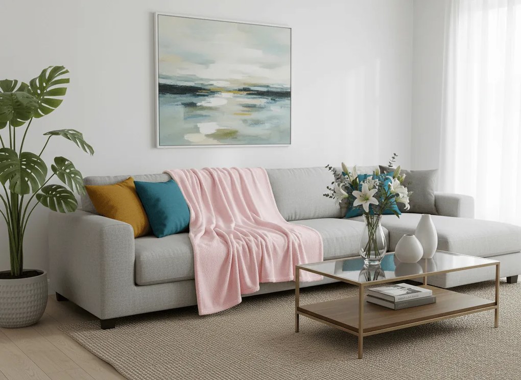 Mikroplüss pléd SOFT, világos rózsaszínű Méret: 160 x 200 cm