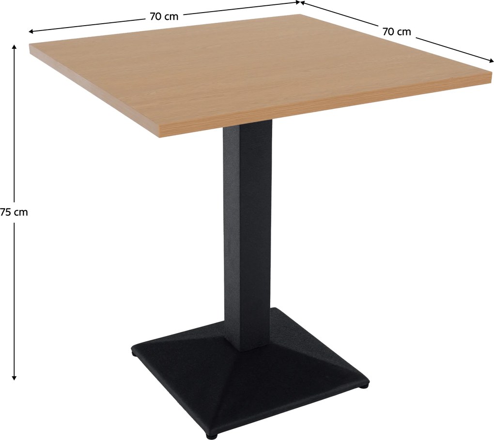 Bisztró asztal, tölgy sonoma/fekete, 70x70 cm, RINALDO TYP 1