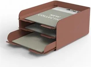 Irattálca, fém, 3 részes, ALBA, terrakotta (IAL36)