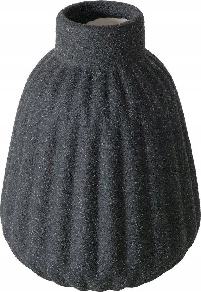 Kerámia Váza Kerek, Csíkos Matt Fekete 10,5 X 8 CM Vízálló