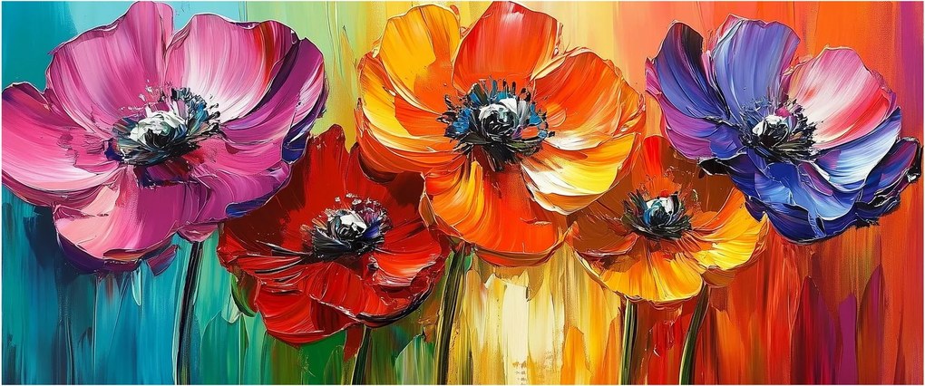 Kép - Öt színes virág (120x50 cm)
