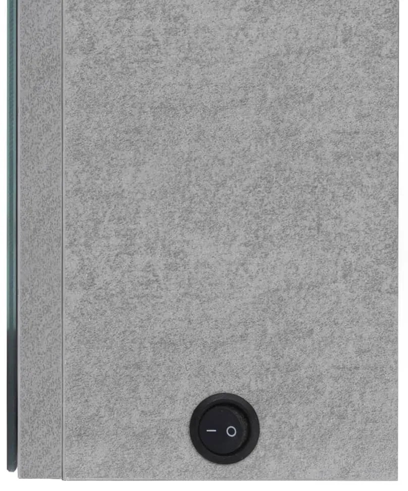 betonszürke LED-es tükrös fürdőszobaszekrény 50 x 13 x 70 cm