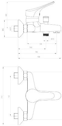 Deante Joko, falra szerelhető kádcsaptelep 150mm zuhanytartozékok nélkül, króm, BOJ_010M